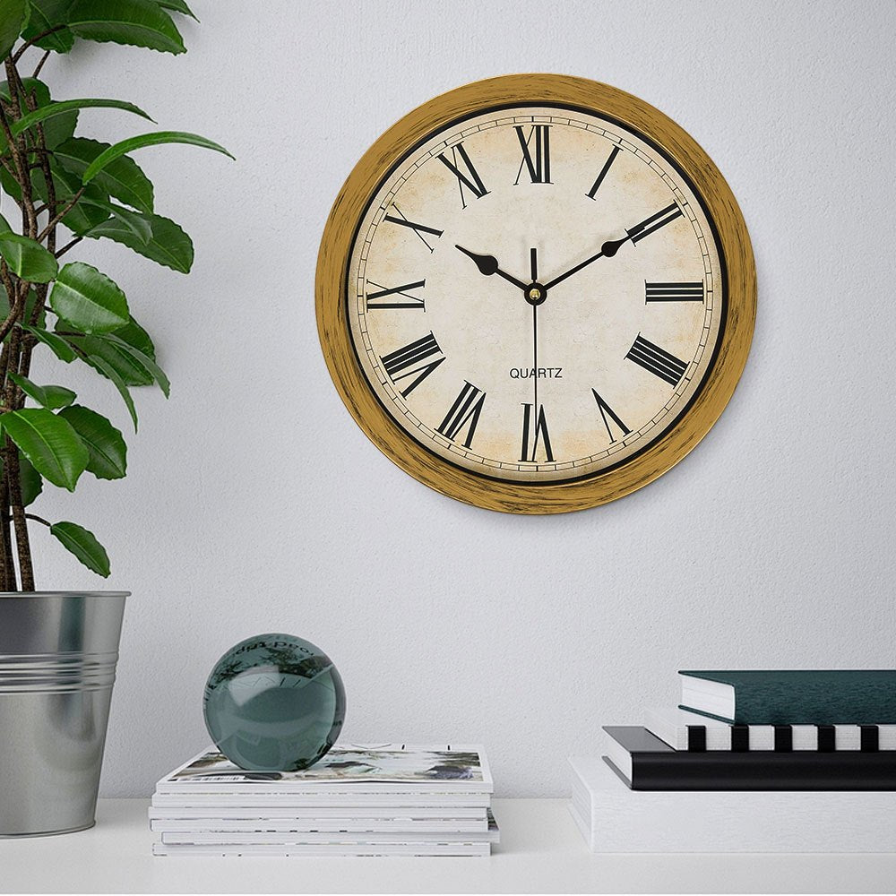1PC multi-functional clock wall clock with fun thick frame and durable gold/white clock, 25*25*7CM