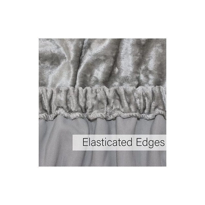 Elegant Silver Grey Crushed Velvet Wrap Around Bed Skirt - 40CM Extra Deep Bedbase Cover for Bedroom Guest Room with Adjustable All Around Elastic for Easy Fit - Soft, Breathable, and Dust-Repelling
