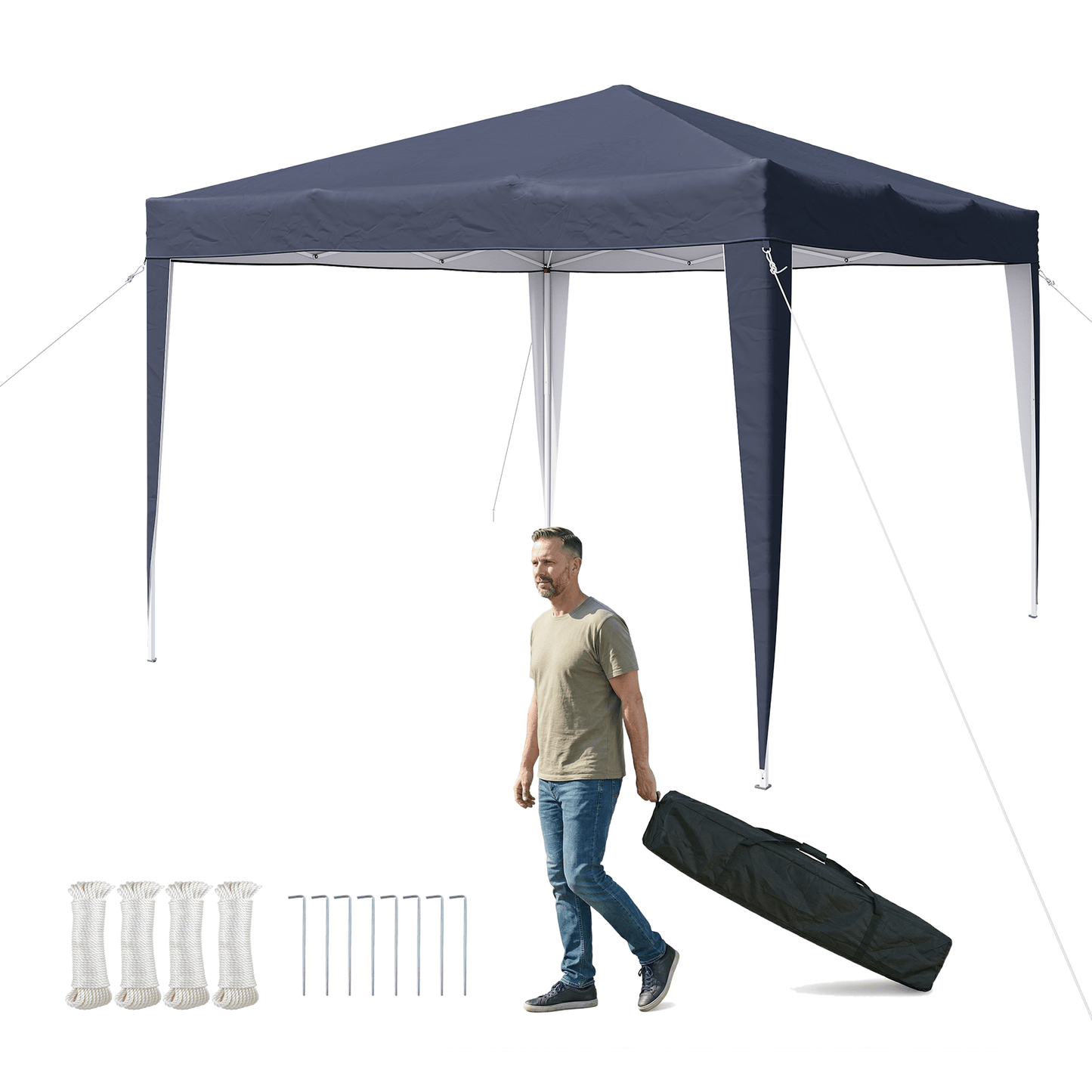 Pop Up Gazebo 2X2m/3x3m Easy One Person Setup Instant Outdoor Canopy Folding Garden Gazebo Party Tent