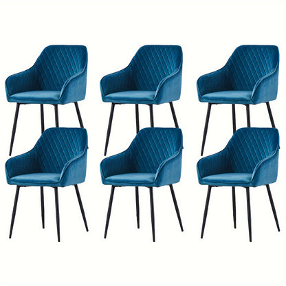 Set of 1 2 4 6 Dining Chairs Velvet Armchairs with Armrest & Backrest Upholstered Seat with Black Metal Legs