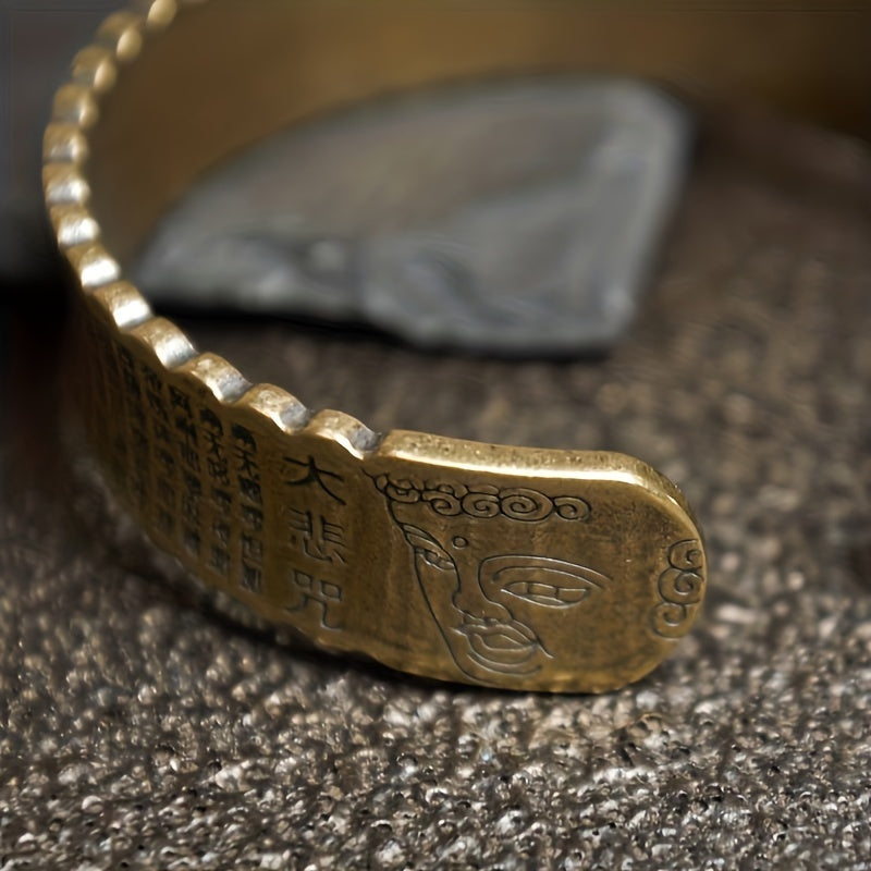 Narrative-Engraved Copper Cuff Bangle