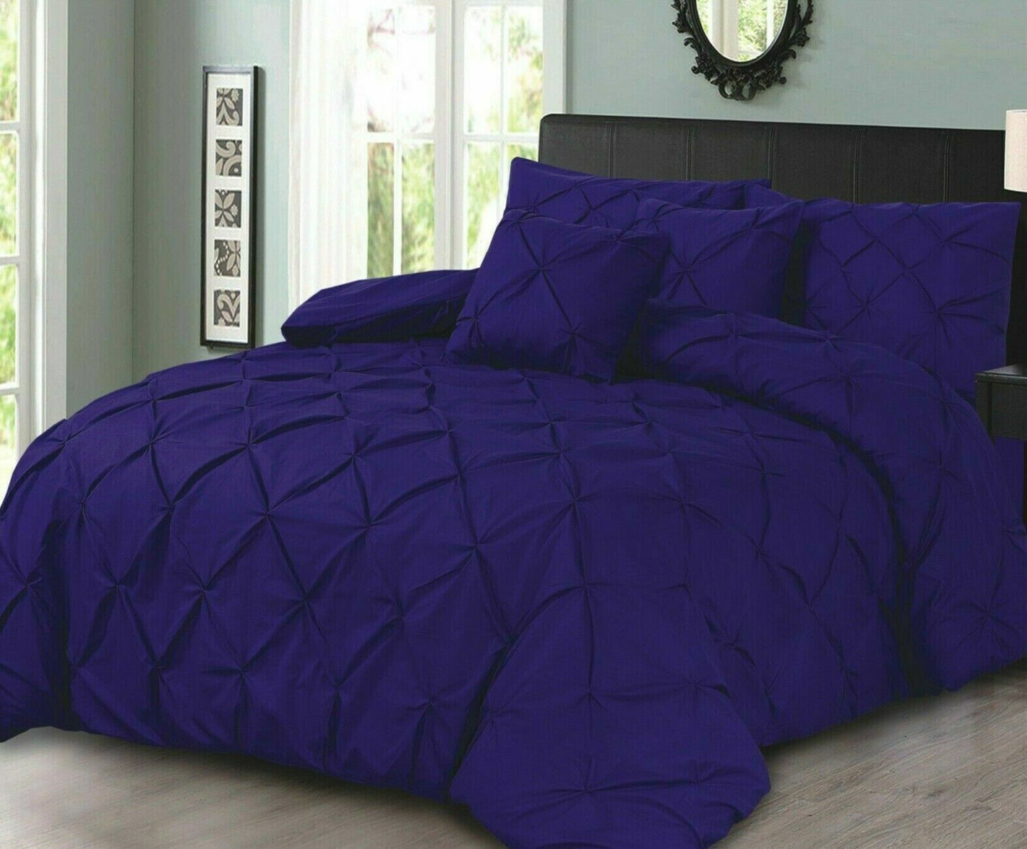 PINTUCK PLEATED ALFORD EGYPTION COTTON MIX DUVET COVER WITH PILLOW CASEA ALL SIZES SINGLE DOUBLE KING SUPER KING