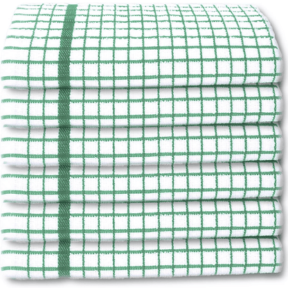 Pack of 6 Large Tea Towels 40x60cm – 100% Cotton Luxury Check Soft Kitchen Towels – Highly Absorbent Dish Cloths – Durable Washable Tea Towels for Drying Dishes, Cleaning, Cooking, Household, Restaurant, Bar, Café, Catering, Commercial & Professional Kitc