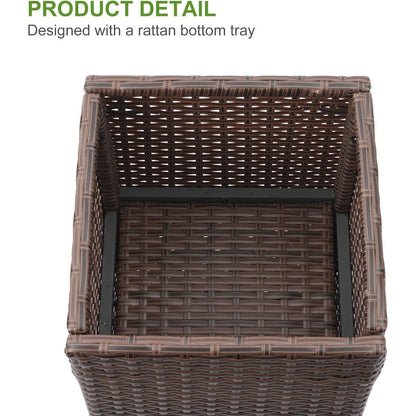 Taylor & Brown 2 Pack Tall Rattan Wicker Planters with Removable Liner, Large Indoor Outdoor Plant Pots 61cm x 30.5cm