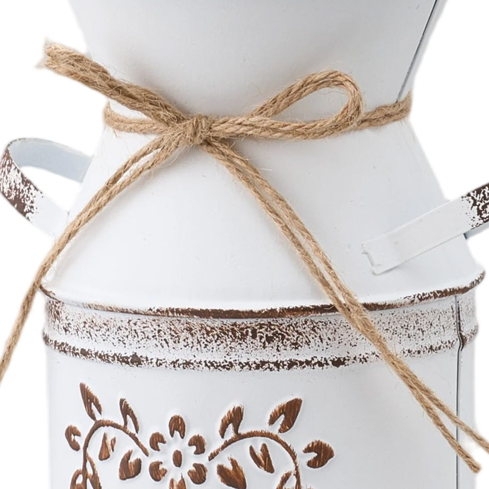 Rustic Metal Pitcher Vase with Heart Cut-Out Detail - lifestyle setting 17