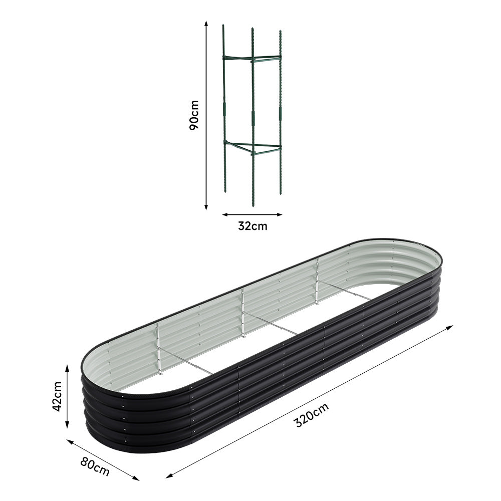 Extra Large Raised Beds for Garden, Oval Planter Box with Plant Climbing Frame, Outdoor Raised Planters for Vegetables, Flowers & Herbs, Bottomless Metal Garden Bed