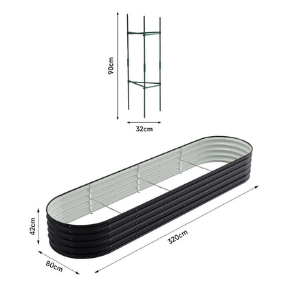 Extra Large Raised Beds for Garden, Oval Planter Box with Plant Climbing Frame, Outdoor Raised Planters for Vegetables, Flowers & Herbs, Bottomless Metal Garden Bed