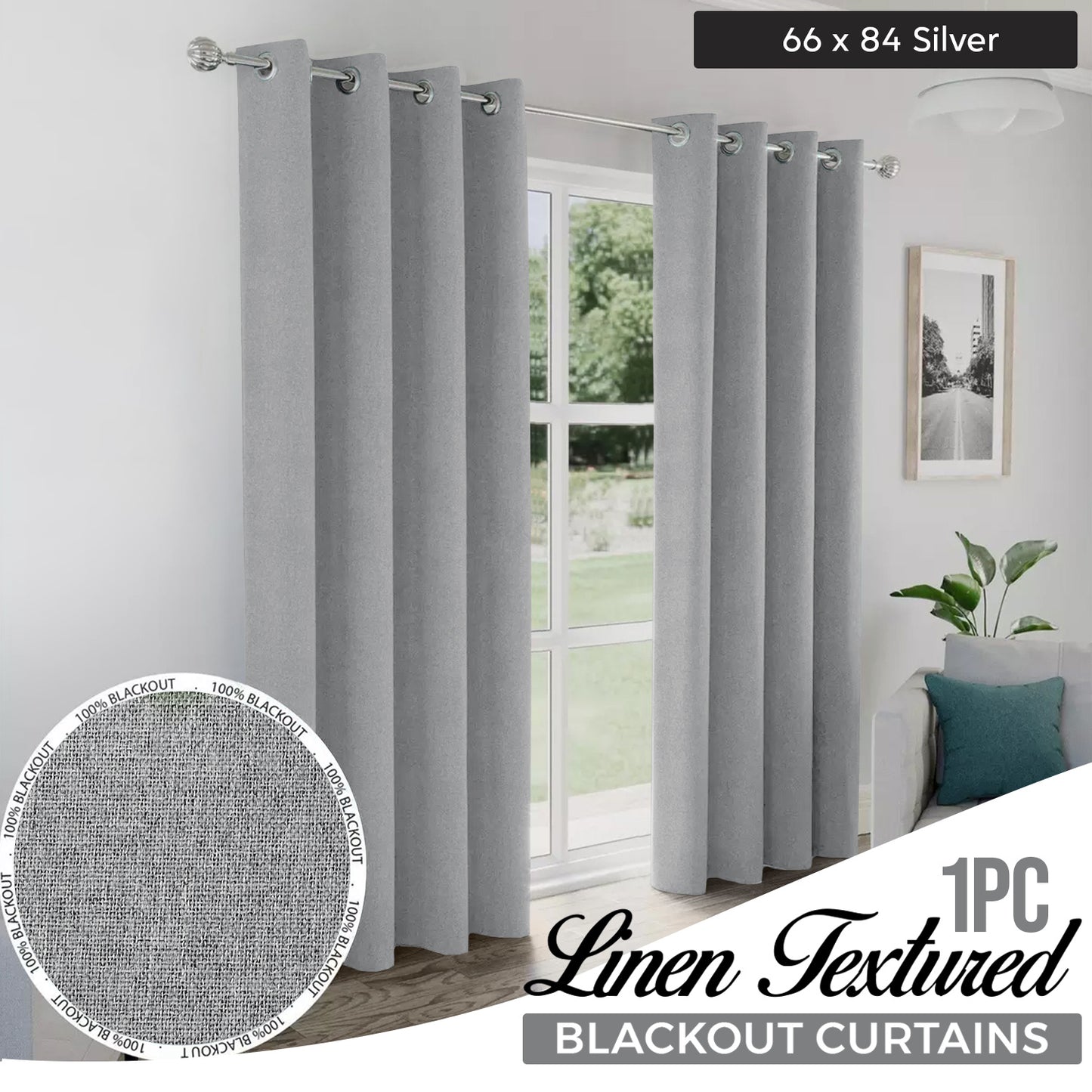 2pcs Linen Textured Blackout Curtains – Linen-Look Coated Thick Fabric Grommet Top Drapes for Bedroom & Living Room, Noise Reducing Energy Saving Window Panels for Home Decor 135GSM