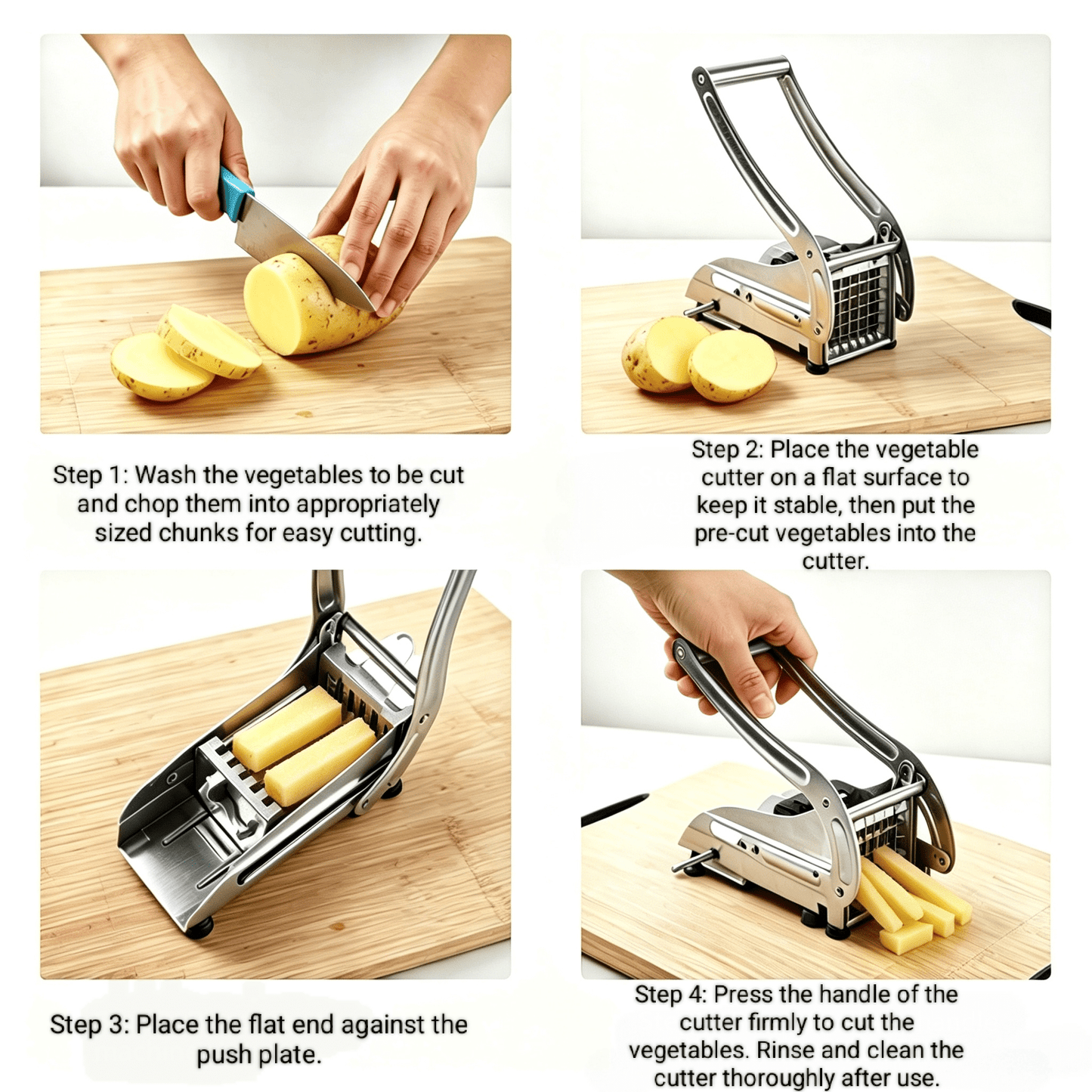 Stainless Steel Fruit Cutter, Vegetable Cutter, French Fry Cutter, French Fry Chopper, Potato Slicer, Vegetable Chopper, Onion Chopper, Food Chopper, Chop Potatoes Carrots Cucumbers, Kitchen Supplies, Kitchen Gadgets, Kitchen Additions