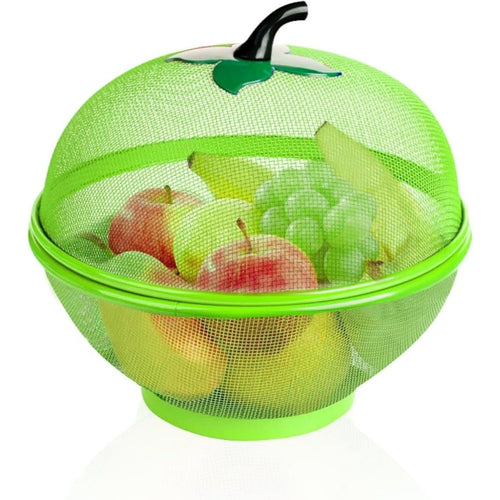 Apple Shape Wire Mesh Fruit Basket with Lid – Tabletop Vegetable & Produce Holder with Air Vents, Pest Guard & Drain Function for Kitchen Counter UK