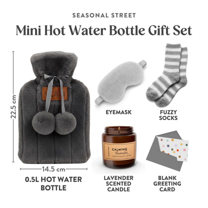 Gift Set for Her - Birthday Pamper Gifts for Women with 500ml Hot Water Bottle, Socks, Candle, Sleep Mask & Best Wishes Card, Self Care Box, Gifts for Mum, Mother's Day Gift Set