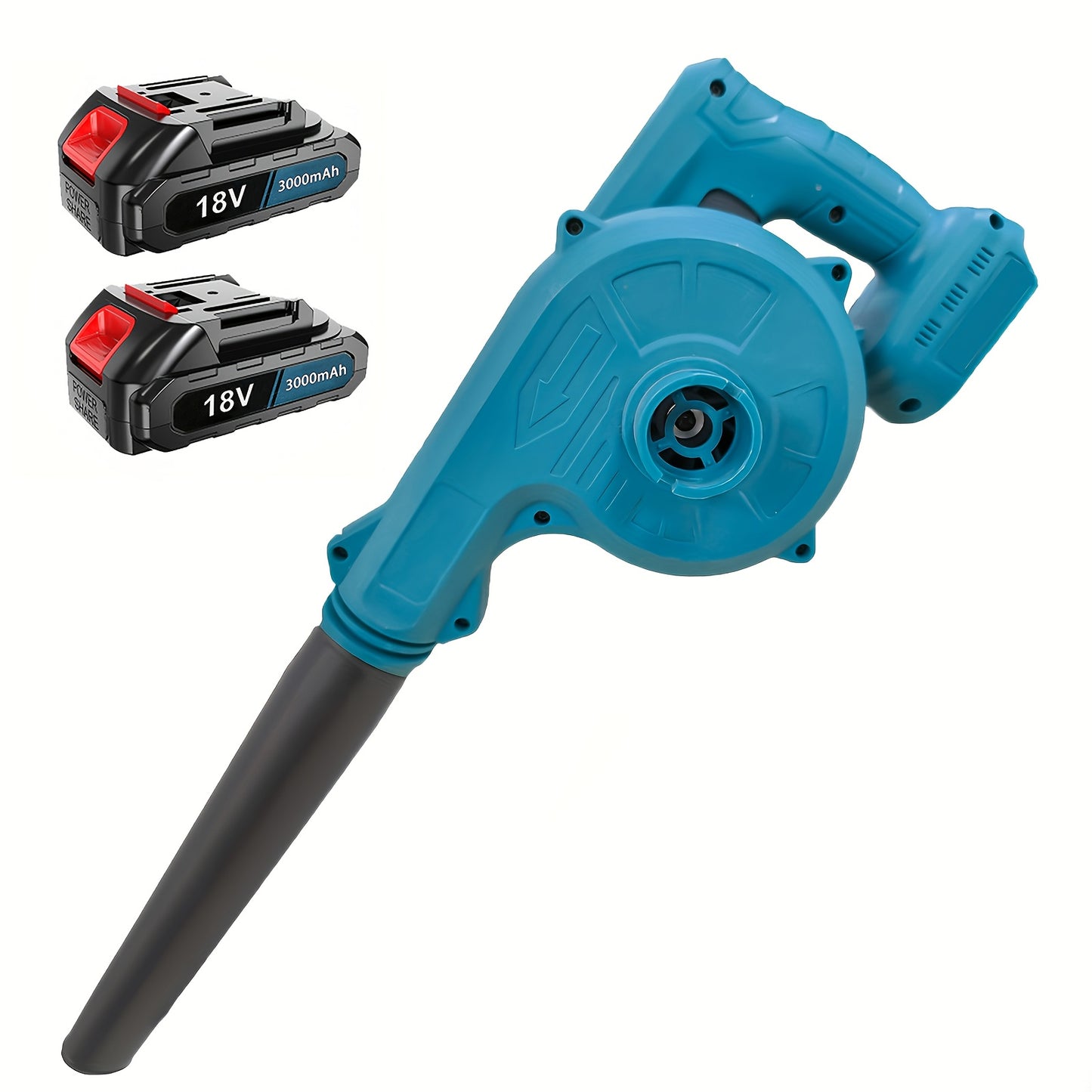 Cordless Leaf Blower Compatible with Makita Batteries (2 Batteries/No Battery) - 300km/h High-Speed, Compact Lightweight Garden Blower with Tube & Dust Bag, Ergonomic Handle & Adjustable Nozzle for Lawn, Yard, Snow, Pet Hair, Debris - Durable Plastic Cons