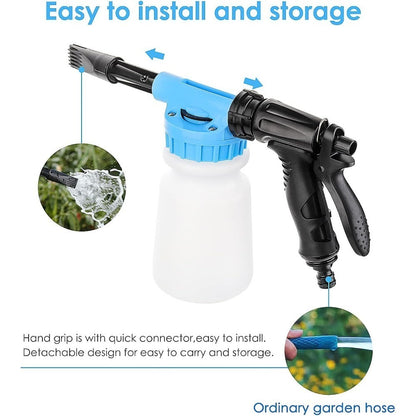 1000ml Foam Snow Gun Foam Snow Gun Car Wash Foam Cleaner High Pressure Nozzle Foam Snow Gun Set 2 in 1 Foam Snow Gun Car Wash Foam Gun Water Soap Sprayer Blue