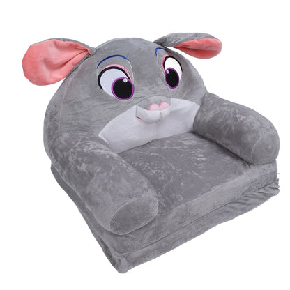 Cozy Kid Folding Sofa, Plush, Washable Lounge Chair for Playroom & Nursery, Gray Dog Style Foldable Wide Handle Soft Breathable Toddler Chair for Reading Relaxing Sleeping