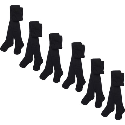 Pack Of 6 Girls Tights, School Uniform Multipack Soft Cotton Rich Winter Tights (3-12 Years)