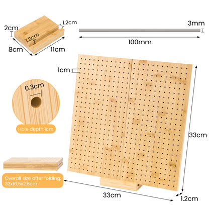 1set Bamboo Wooden Board For Knitting Crochet And Granny Squares Blocking Board For Knitting And Crochet Projects Handcrafted Knitting Stainless Steel Pins 13 Inches 33x33cm