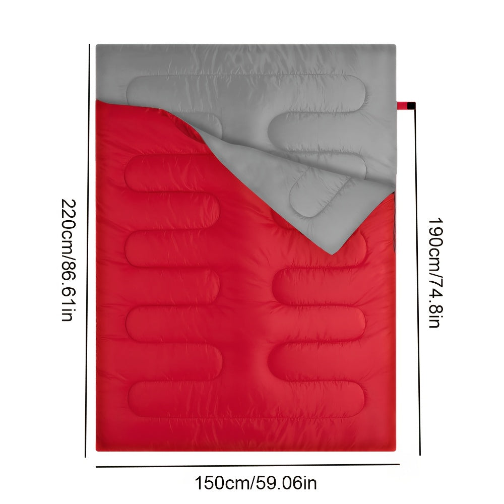 Super Warm Camping Sleeping Bag And Hood, Super Fiber Fabric, Ideal For Outdoor Camping, Camping Accessories, Lightweight Survival Sleeping Bag, Portable Sleeping Bag Suitable For All Seasons, Hiking, Outdoor Activities-Zipper Closure, Double Person