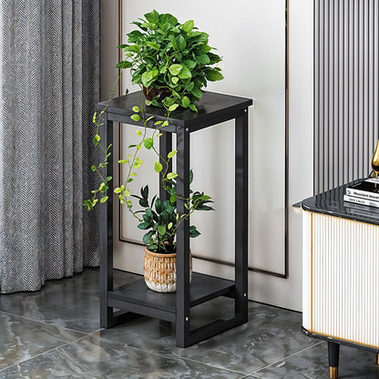 1 Pack, 2-Tier Versatile Metal Plant Stand - Space-Saving Indoor/Outdoor Multi-Layer Potted Plant Rack - Ideal Home Decoration Organizer for Living Room, Balcony, and Bedroom with Sturdy Construction and Easy Assembly - Black/White
