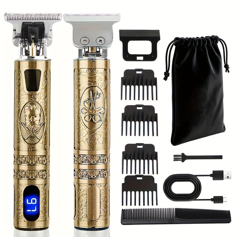YAIAWISU Men' Electric Cordless Hair Clippers & Beard Trimmer with LCD Screen, USB Rechargeable Cordless T-Blade Shaver Suitable for Shaving, Tummy Trimming, Guide Comb System, USB- Grooming for and Travel
