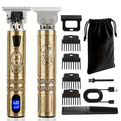 YAIAWISU Men' Electric Cordless Hair Clippers & Beard Trimmer with LCD Screen, USB Rechargeable Cordless T-Blade Shaver Suitable for Shaving, Tummy Trimming, Guide Comb System, USB- Grooming for and Travel