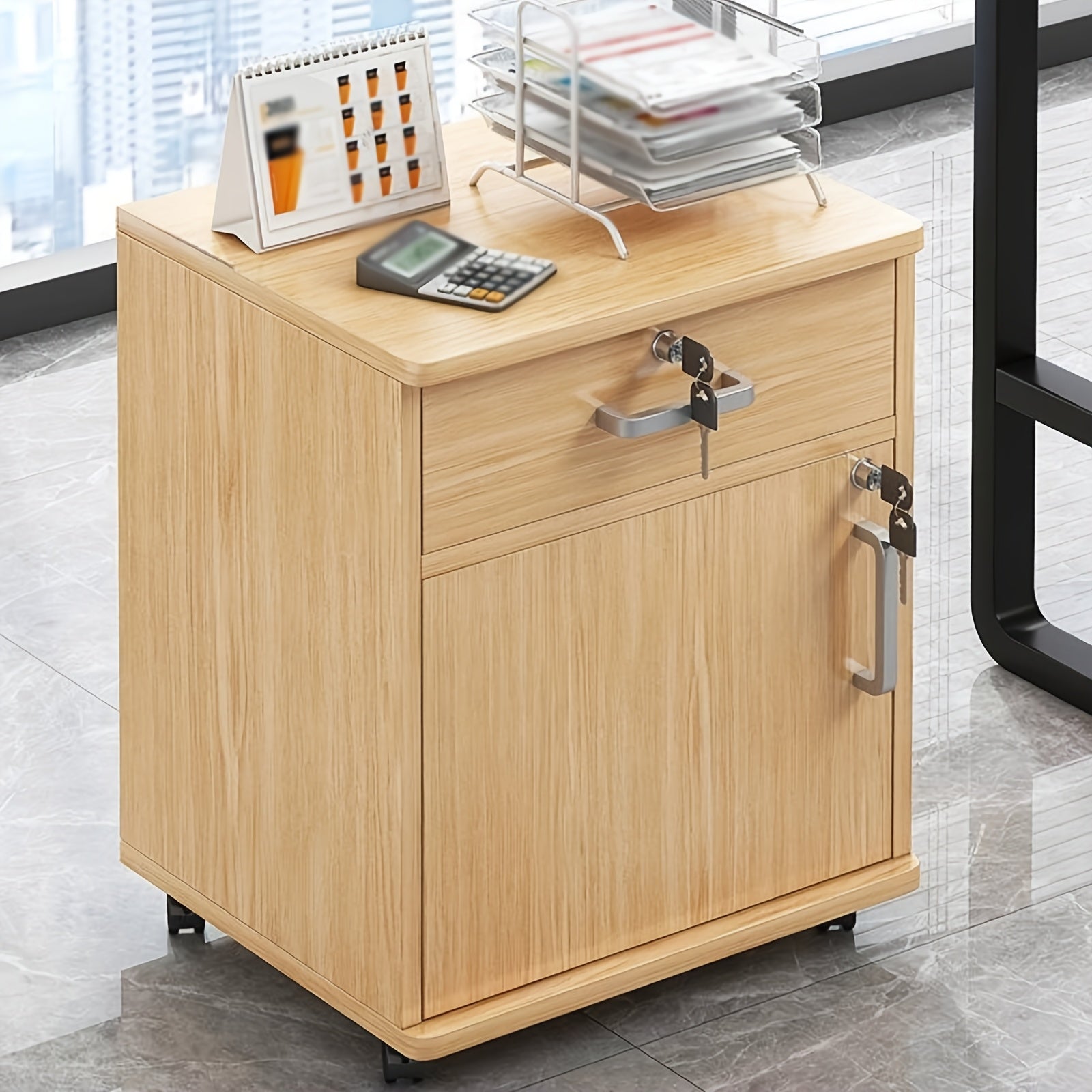 Filing Cabinet with Space-Saving, Pull-Out, Wheels - product gallery image 3