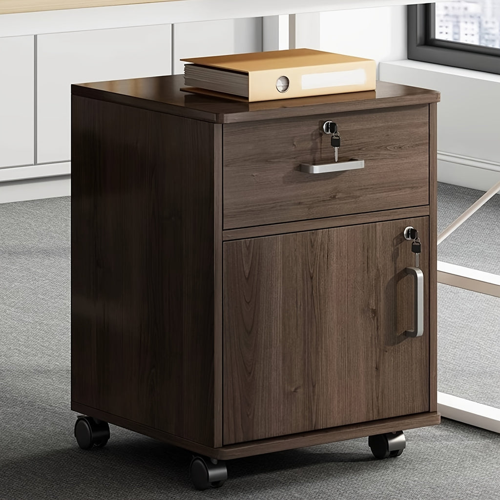 Filing Cabinet with Space-Saving, Pull-Out, Wheels