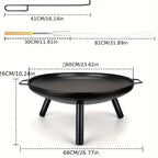Fire Pits & Outdoor Heater with 60cm, Wood, Pit Bowl Garden Patio Steel Wood - product gallery image 4