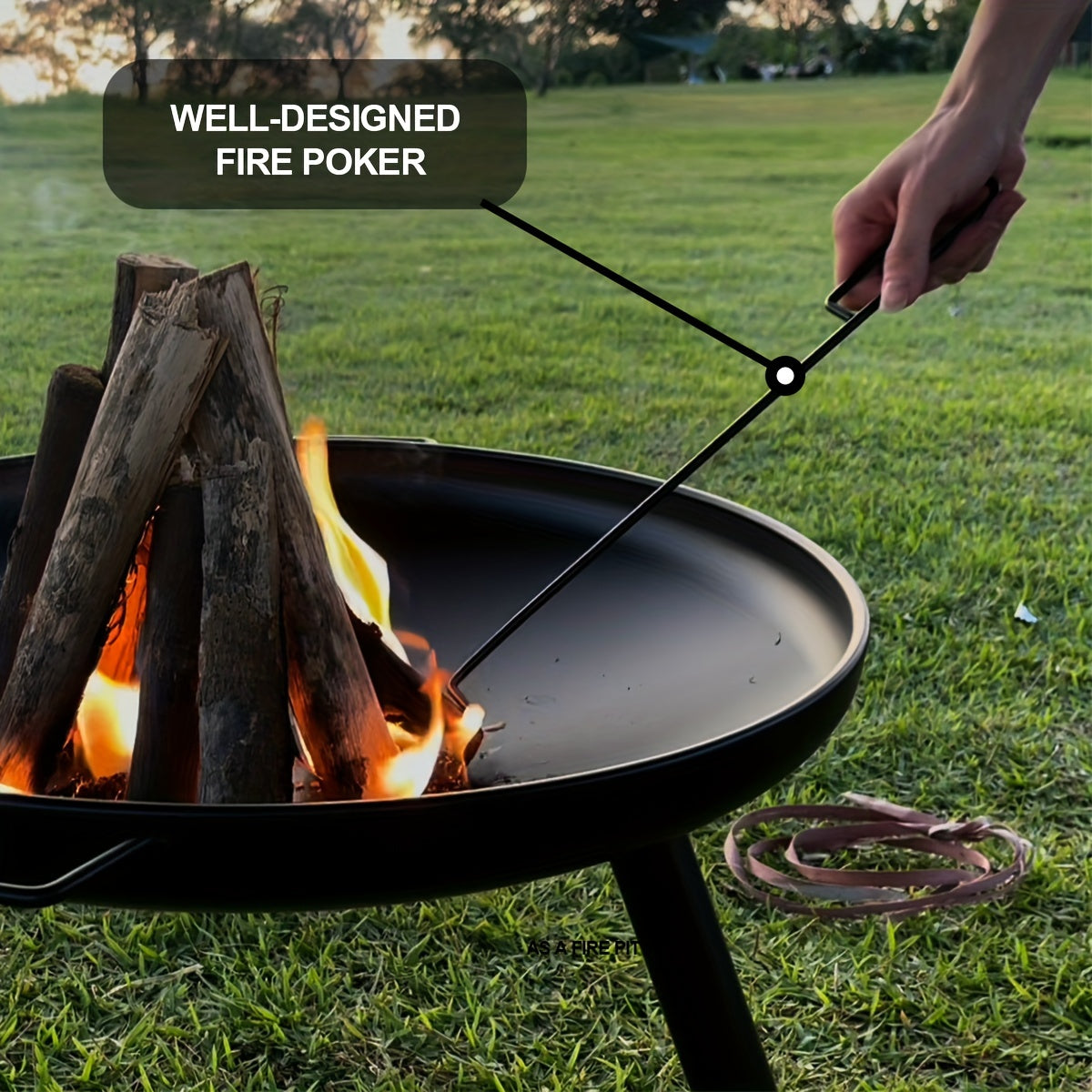 Fire Pits & Outdoor Heater with 60cm, Wood, Pit Bowl Garden Patio Steel Wood - product gallery image 5