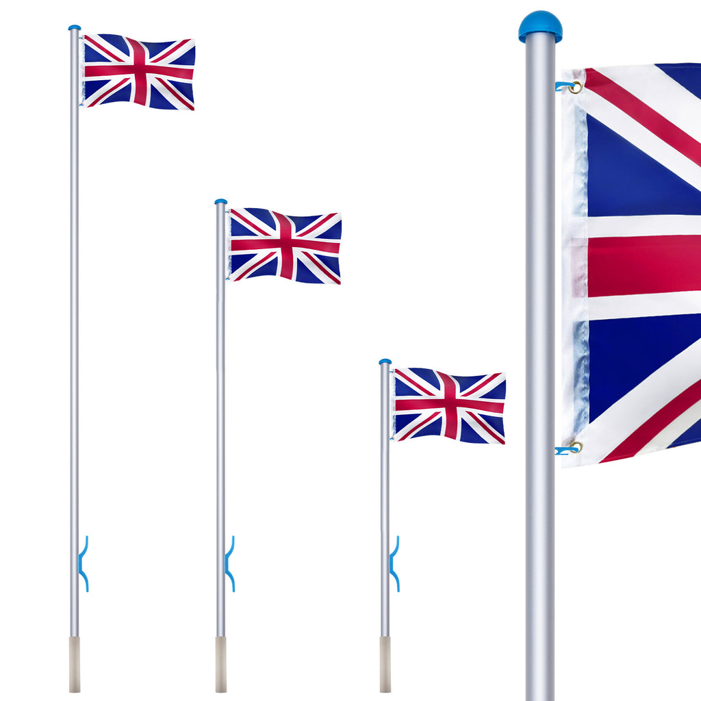 Flag Pole with Adjustable Height, 6.5m, 650cm, Metal, UK - product gallery image 6