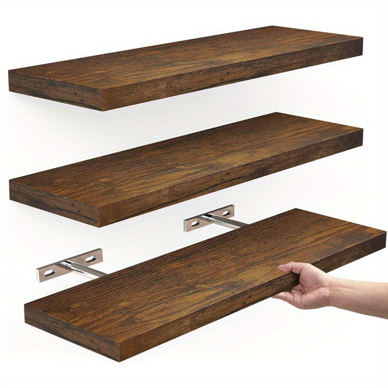 Floating Shelf with Wall-Mounted, Metal, 3 Pack, 3