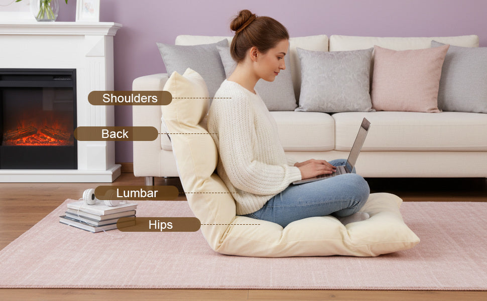 Floor Chair with Foldable, Metal, Back Support 14-Position Adjustable Reclining - product gallery image 12