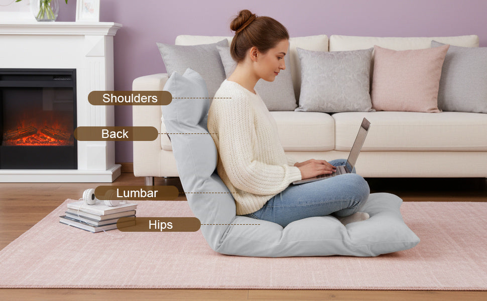 Floor Chair with Foldable, Metal, Back Support 14-Position Adjustable Reclining - product gallery image 17
