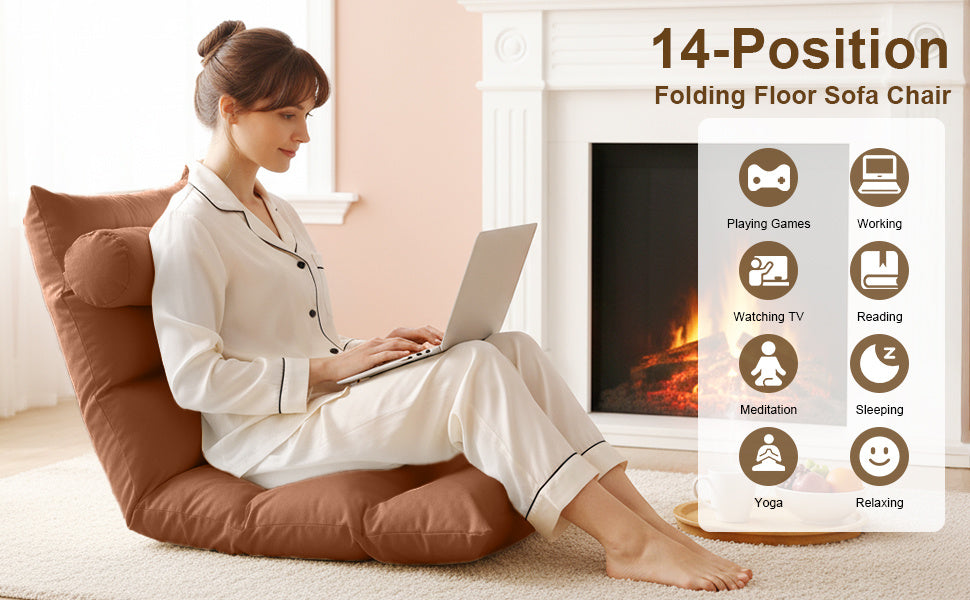 Floor Chair with Foldable, Metal, Back Support 14-Position Adjustable Reclining - product gallery image 20
