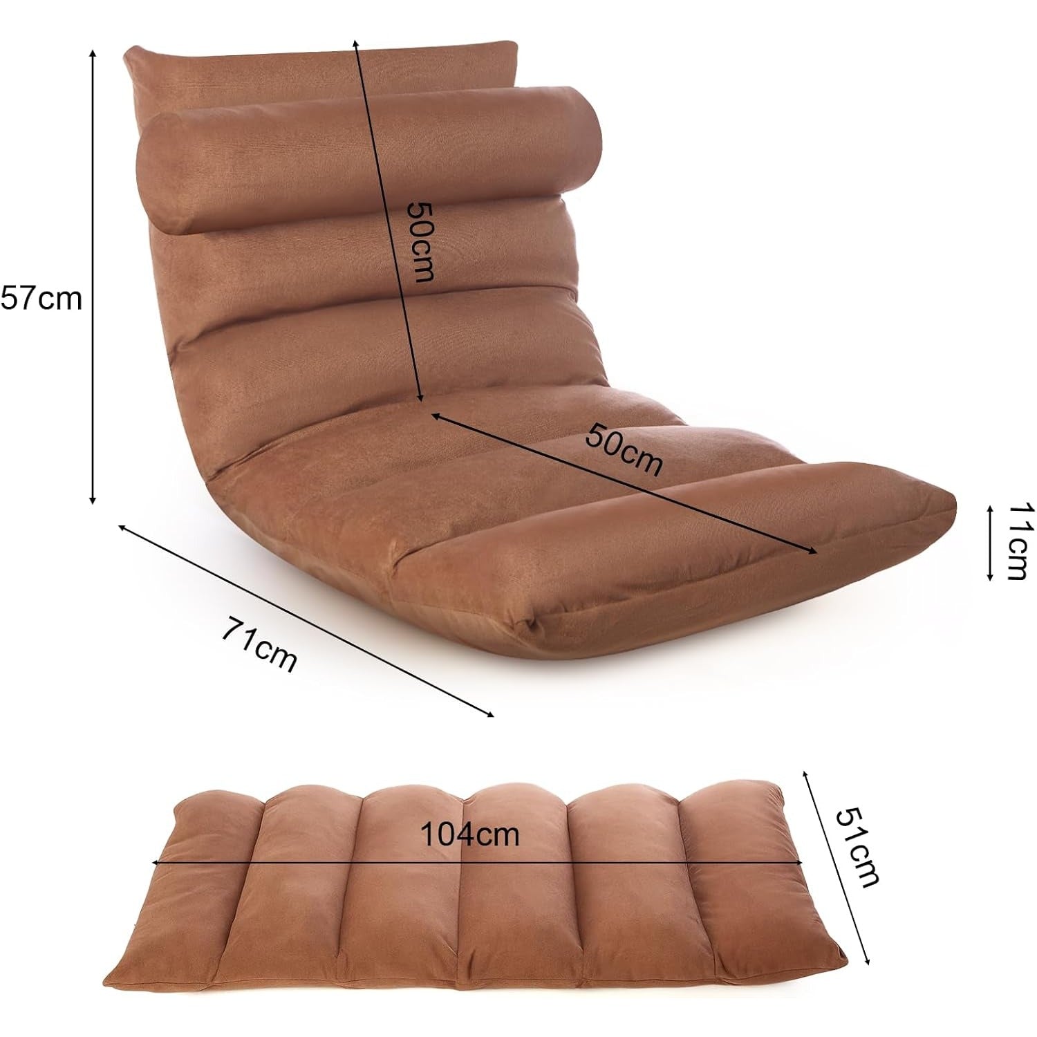 Floor Chair with Foldable, Metal, Back Support 14-Position Adjustable Reclining - product gallery image 5
