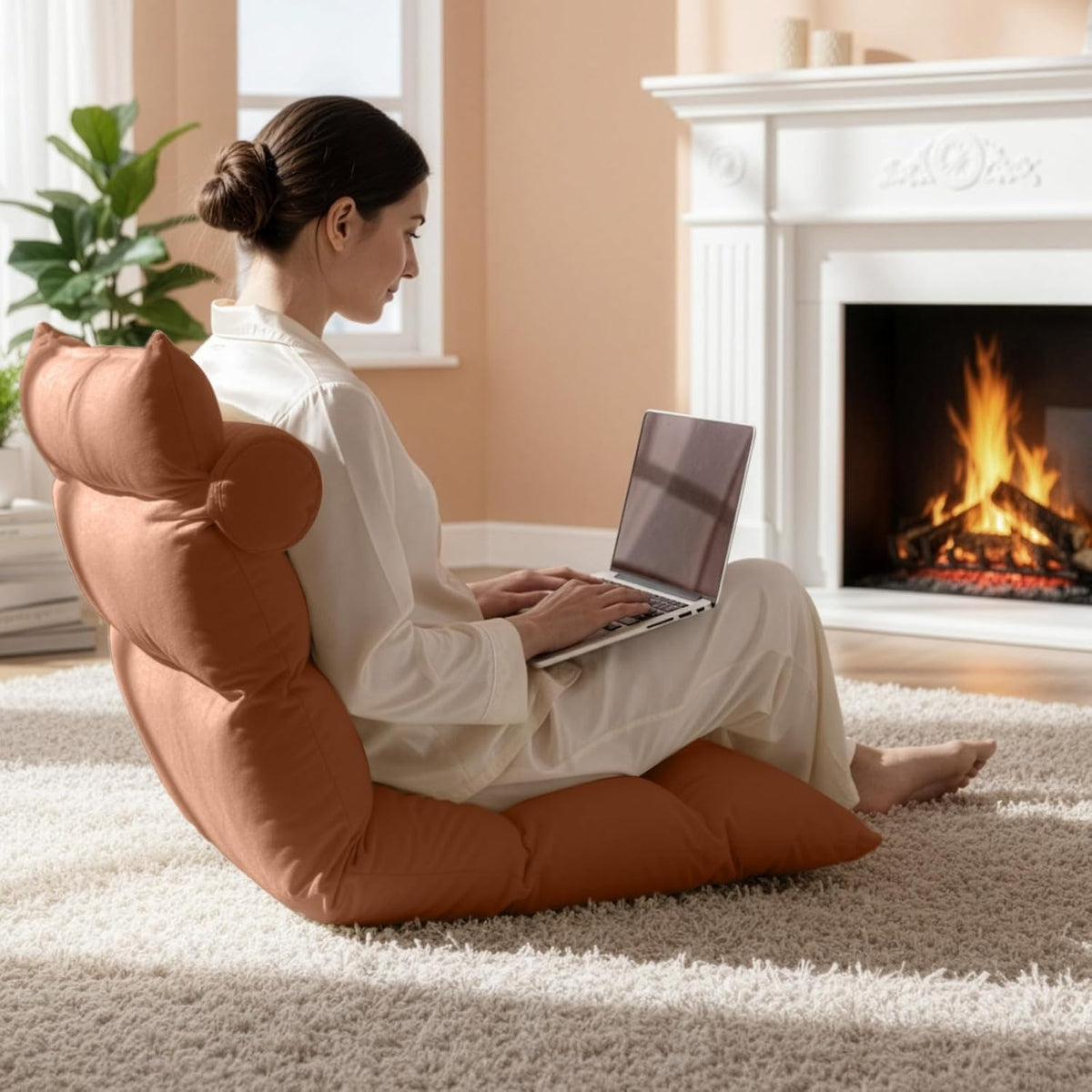 Floor Chair with Foldable, Metal, Back Support 14-Position Adjustable Reclining