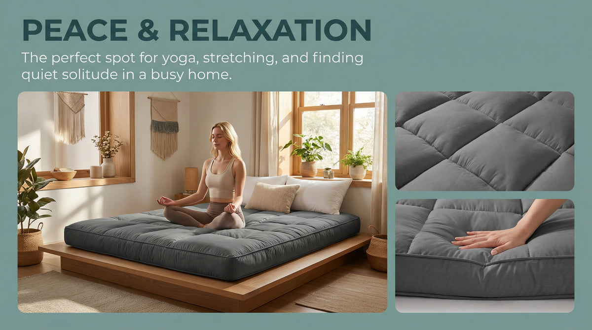 Floor Mattress with Space-Saving, Foldable, Wheels - product gallery image 10