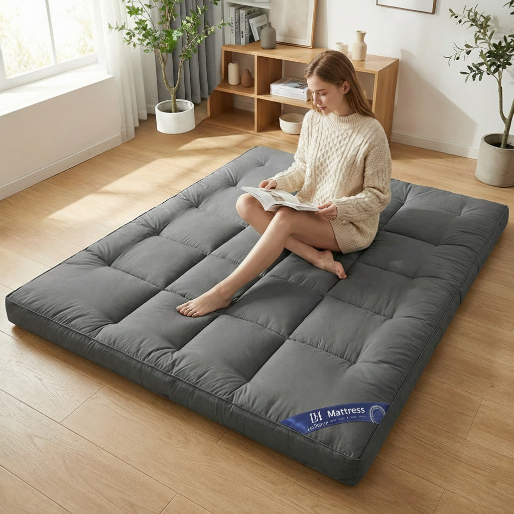 Floor Mattress with Space-Saving, Foldable, Wheels - product gallery image 2