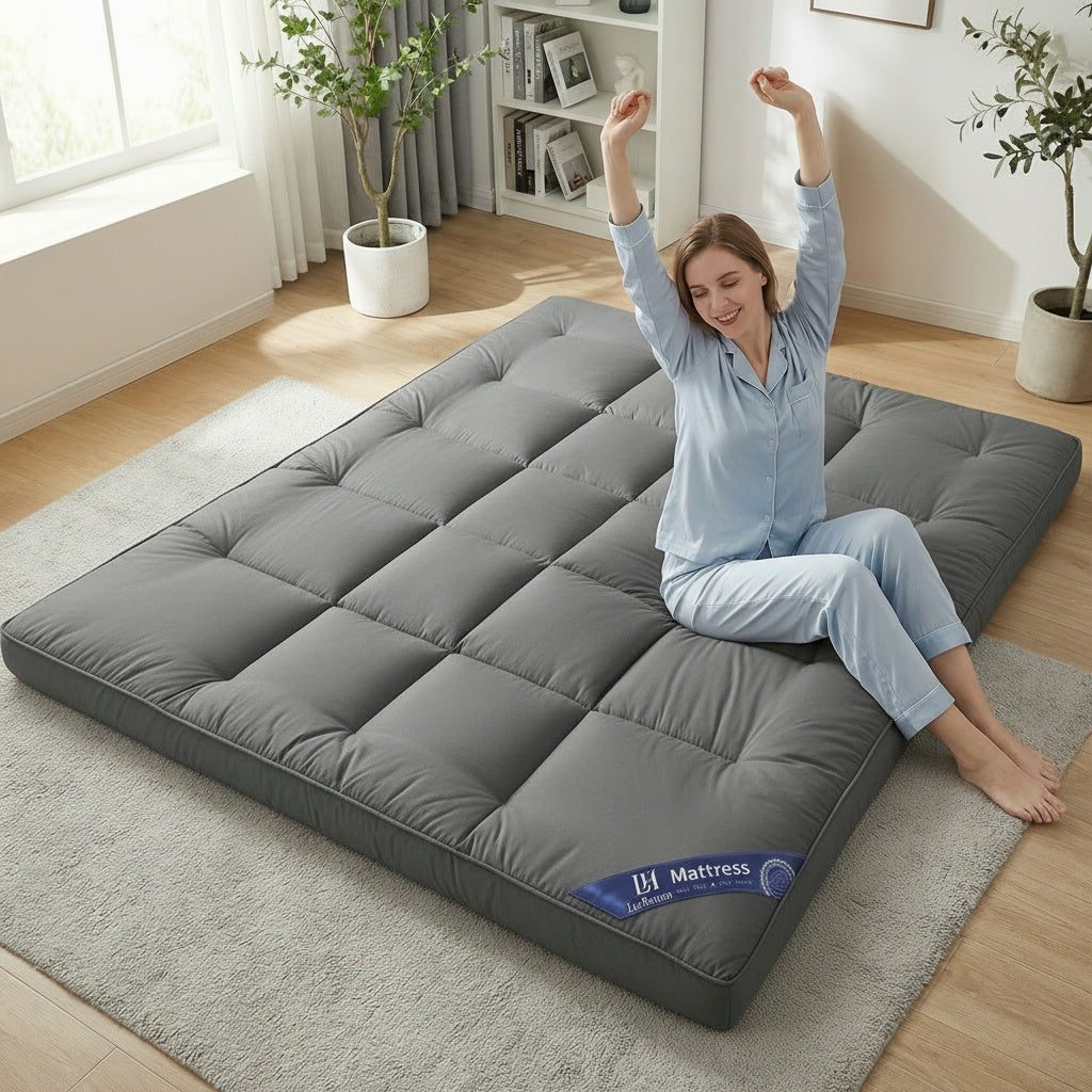 Floor Mattress with Space-Saving, Foldable, Wheels - product gallery image 4