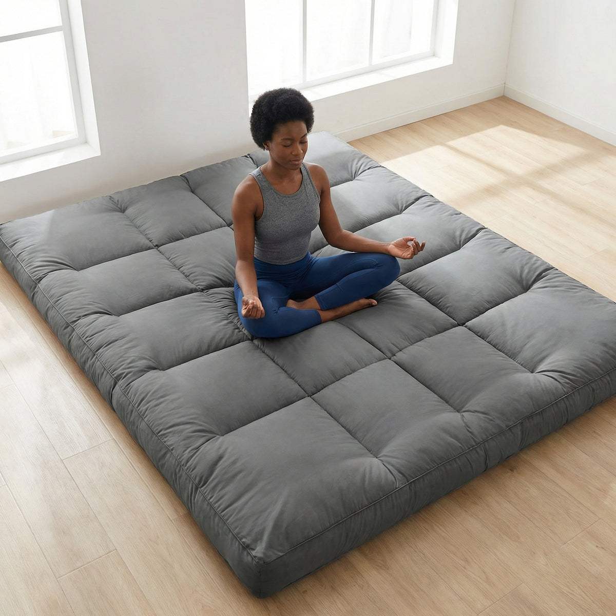 Floor Mattress with Space-Saving, Foldable, Wheels - product gallery image 5