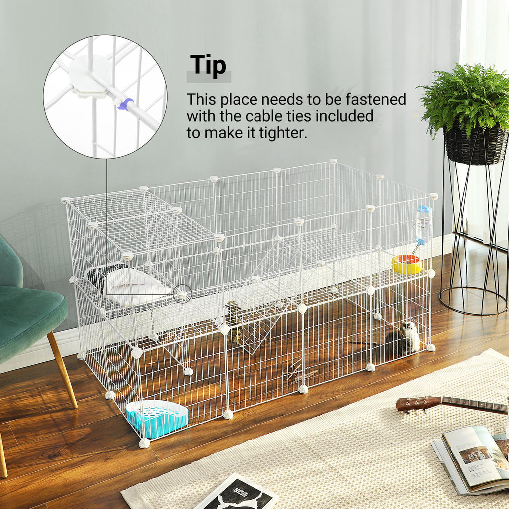 Floor Metal Pet Playpen with Non-Slip, 71 cm, 2-Floor Grid Panels, Customisable Cage - product gallery image 5