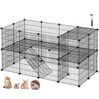 Floor Metal Pet Playpen with Non-Slip, 71 cm, 2-Floor Grid Panels, Customisable Cage