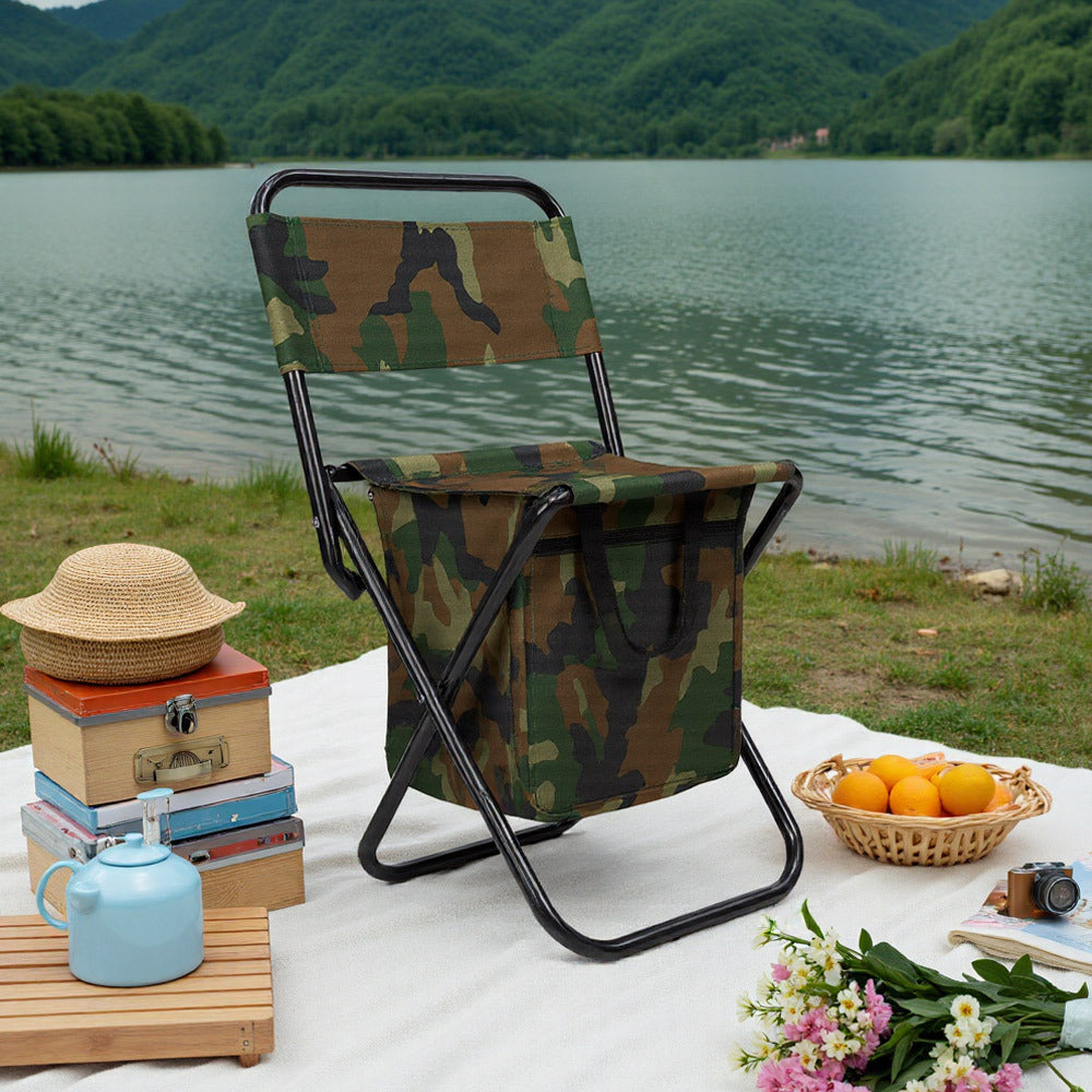 Foldable Camping Stool with Small or Large Fishing Seat - Camouflage, Small option