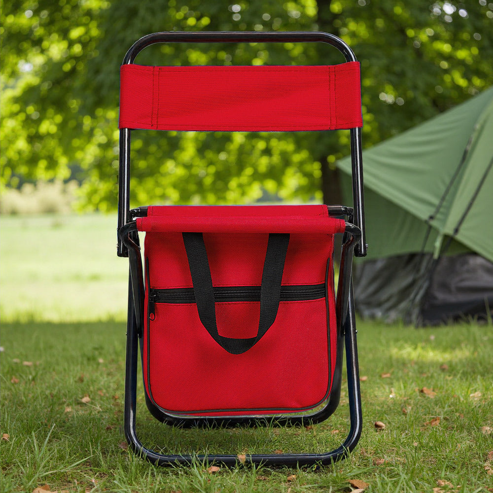 Foldable Camping Stool with Small or Large Fishing Seat - Red, Large option