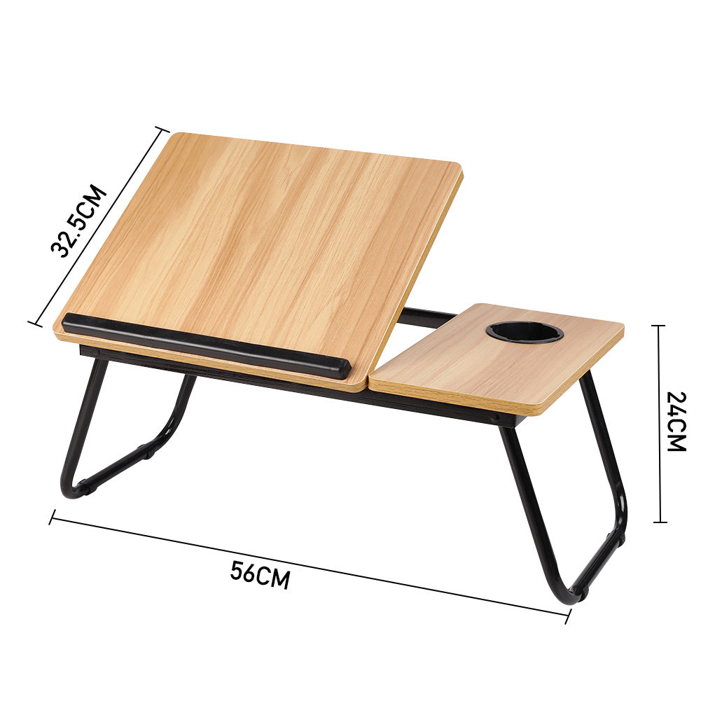 Foldable Folding Laptop Table with Non-Slip, Metal, 5cm, Light Walnut - product gallery image 4