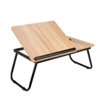Foldable Folding Laptop Table with Non-Slip, Metal, 5cm, Light Walnut - product gallery image 5