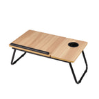 Foldable Folding Laptop Table with Non-Slip, Metal, 5cm, Light Walnut - product gallery image 6