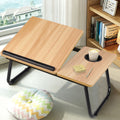 Foldable Folding Laptop Table with Non-Slip, Metal, 5cm, Light Walnut - Light Walnut option