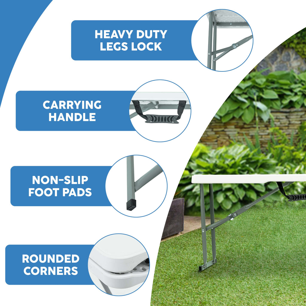Folding Bench with Foldable, 6ft, 500kg, Plastic for gardens and patios - product gallery image 11