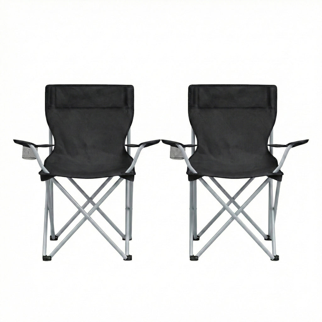 Folding Chair with Foldable, 120kg, Outdoor Chairs of Cup Holder Armrests - product gallery image 2