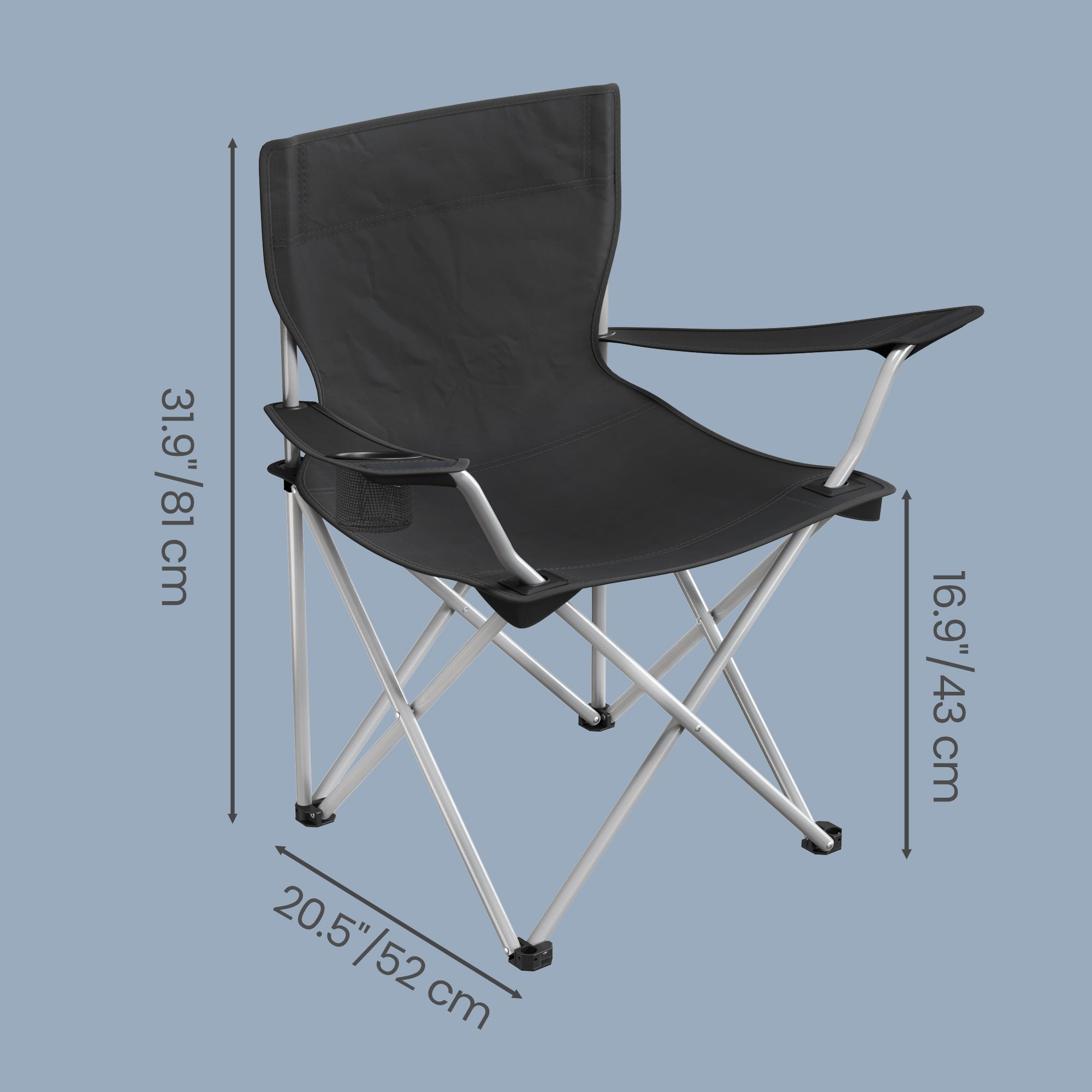 Folding Chair with Foldable, 120kg, Outdoor Chairs of Cup Holder Armrests - product gallery image 4